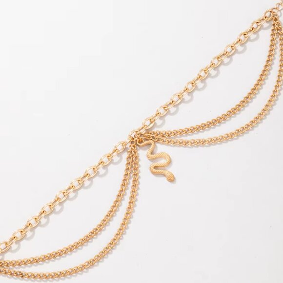 Gold Snake Multilayer Ankle Bracelet - Picture 4 of 5